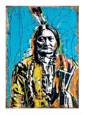 Kızılderili Kadın Tasarım Ahşap Tablo 50 cm x 70 cm