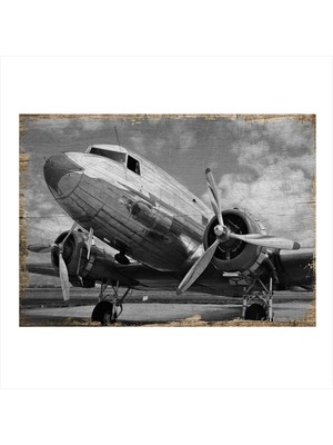 Bedeko Siyah Beyaz Uçak Art Mdf Poster 50 cm x 70 cm