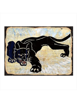 Bedeko Panter Desenli Ahşap Tablo 50 cm x 70 cm