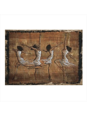 Bedeko Balerinler Dekoratif Ahşap Tablo 50 cm x 70 cm