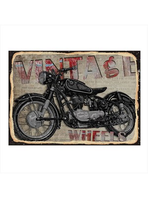 Bedeko Eski Tip Motosiklet Desenli Mdf Tablo 50 cm x 70 cm