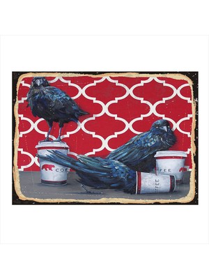Bedeko Kahve ve Kargalar Art Mdf Poster 50 cm x 70 cm