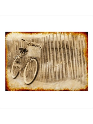 Bedeko Bisiklet ve Çiçek Modern Ahşap Tablo 50 cm x 70 cm