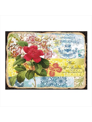 Bedeko Retro Kırmızı Çiçek Model Ahşap Tablo 50 cm x 70 cm