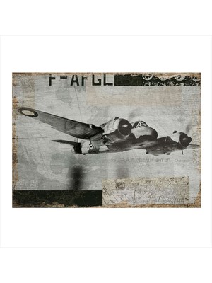 Bedeko Retro Uçak Mdf Poster 50 cm x 70 cm