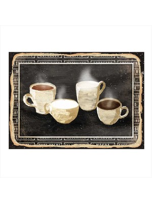 Bedeko Kahve Fincanları Desenli Mdf Tablo 50 cm x 70 cm