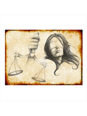 Bedeko Adalet Heykeli Tasarım Ahşap Tablo 50 cm x 70 cm
