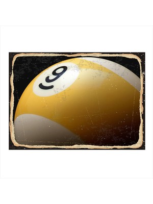 Bedeko Sarı Bilardo Topu Tasarım Mdf Tablo 50 cm x 70 cm