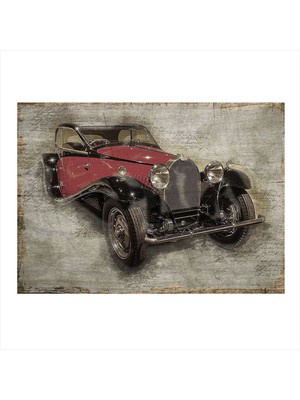 Bedeko Kırmızı Klasik Araba Dekoratif Ahşap Tablo 50 cm x 70 cm