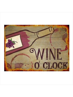 Bedeko Şarap Saati Tasarım Ahşap Tablo 50 cm x 70 cm