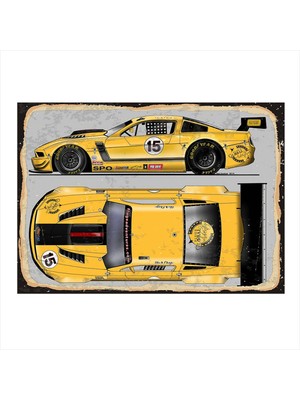 Bedeko Sarı Yarış Arabası Mdf Poster 50 cm x 70 cm