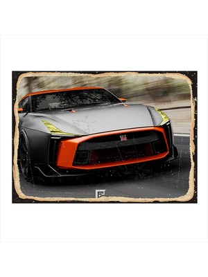 Bedeko Siyah Kırmızı Spor Araba Modern Ahşap Tablo 50 cm x 70 cm