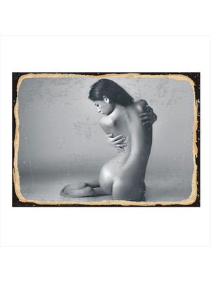 Bedeko Sırtı Dönük Nü Kadın Modern Ahşap Tablo 50 cm x 70 cm