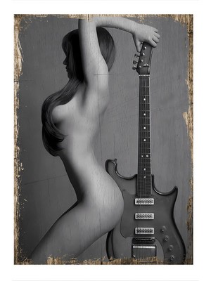 Kadın ve Gitar Dekoratif Mdf Tablo 50 cm x 70 cm