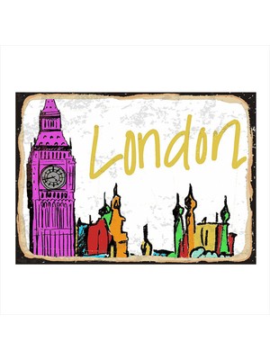 Bedeko Londra Model Ahşap Tablo 50 cm x 70 cm
