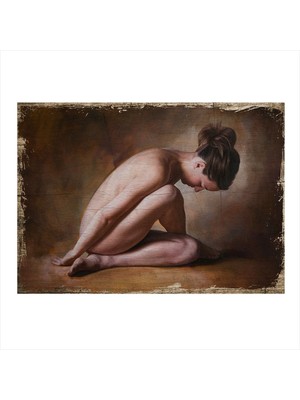 Bedeko Nü Çömelmiş Kadın Hediyelik Mdf Tablo 50 cm x 70 cm