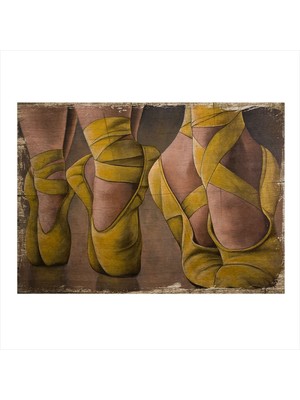 Bedeko Sarı Balerin Ayakkabıları Model Ahşap Tablo 50 cm x 70 cm