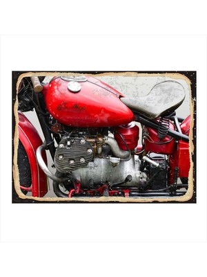Bedeko Kırmızı Motosiklet Mdf Tablo 50 cm x 70 cm