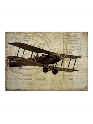 Bedeko Tek Pervaneli Uçak Desenli Mdf Tablo 50 cm x 70 cm