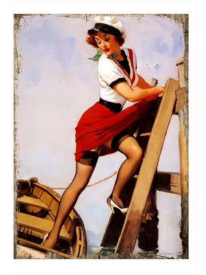 Kırmızı Etekli Kadın Dekoratif Ahşap Tablo 50 cm x 70 cm