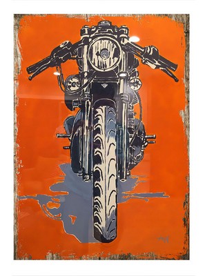 Motosiklet Modern Ahşap Tablo 50 cm x 70 cm