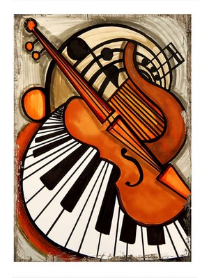 Müzik Aletleri Hediyelik Ahşap Tablo 50 cm x 70 cm
