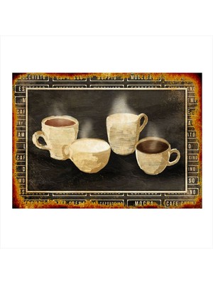 Bedeko Kahve Fincanları Modern Ahşap Tablo 50 cm x 70 cm