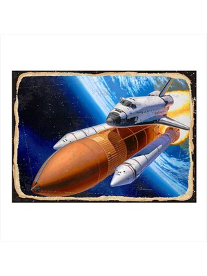 Bedeko Roket Tasarım Ahşap Tablo 50 cm x 70 cm