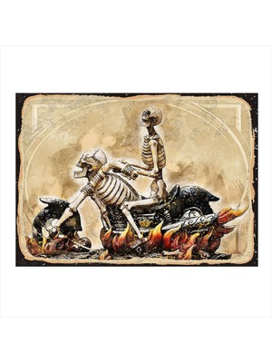 Bedeko Motorsikletli Iskelet Art Mdf Tablo 50 cm x 70 cm