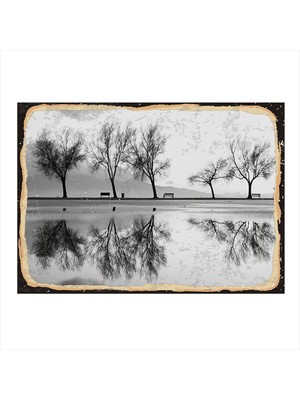 Bedeko Siyah Beyaz Manzara Modern Mdf Tablo 50 cm x 70 cm
