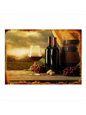 Bedeko Şarap ve Kadehler Tasarım Mdf Tablo 50 cm x 70 cm