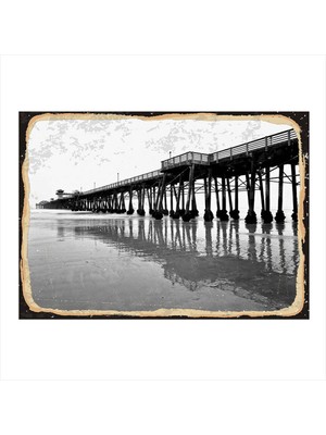 Bedeko Siyah Beyaz Iskele Hediyelik Mdf Tablo 50 cm x 70 cm