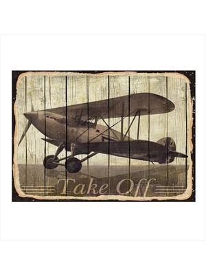 Bedeko Eski Uçak Hediyelik Mdf Tablo 50 cm x 70 cm