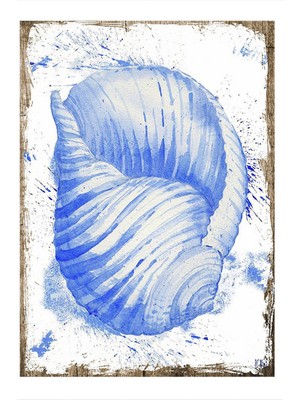 Bedeko Mavi Deniz Kabuğu Model Ahşap Tablo 50 cm x 70 cm