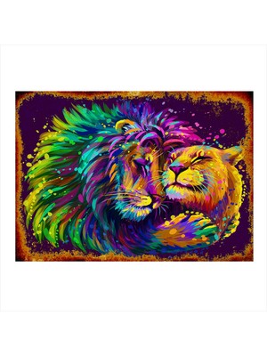 Bedeko Aslan Çifti Tasarım Mdf Tablo 50 cm x 70 cm