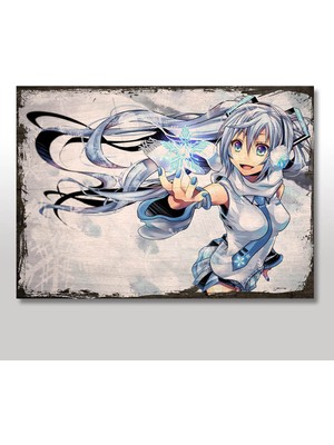 Bedeko Ahşap Tablo Snow Miku Melodi Işıltısı Desenli