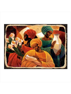 Bedeko Afrikalı Kadınlar Tasarım Ahşap Tablo 50 cm x 70 cm