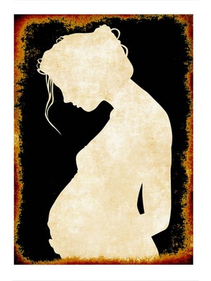 Bedeko Siyah Fon Hamile Kadın Model Ahşap Tablo 50 cm x 70 cm