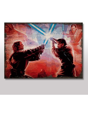Bedeko Ahşap Tablo Luke Skywalker ve Obi-Wan Kenobi