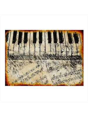 Bedeko Piyano Desenli Ahşap Tablo 50 cm x 70 cm