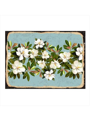 Bedeko Beyaz Çiçekler Dekoratif Ahşap Tablo 50 cm x 70 cm