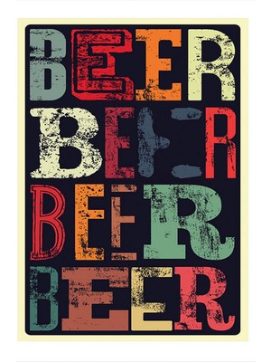 Bedeko Ahşap Tablo 50 cm x 70 cm Renkli Bira Yazılar