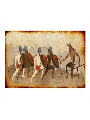 Bedeko Mitolojik Savaşçılar Modern Ahşap Tablo 50 cm x 70 cm