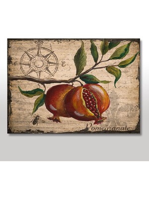 Bedeko Ahşap Tablo Dalda Nar Arı Desenli