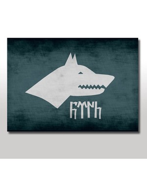 Bedeko Ahşap Tablo Göktürk Kurt ve Türk Afiş