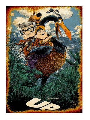 Bedeko Up Çizgi Film Yukarı Bak Model Ahşap Tablo 50 cm x 70 cm