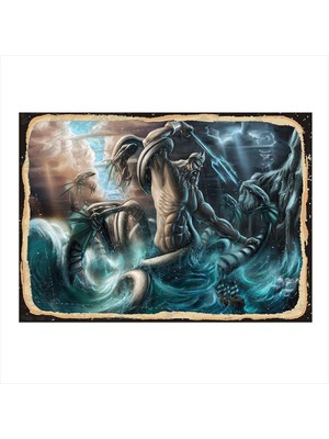 Bedeko Poseidon Hediyelik Ahşap Tablo 50 cm x 70 cm