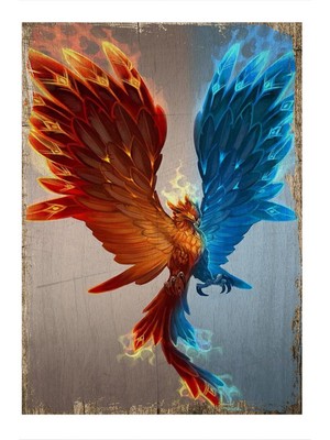 Bedeko Fenix Azul Anka Kuşu Dekoratif Mdf Tablo 50 cm x 70 cm