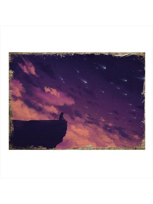 Bedeko Gökyüzü ve Yalnızlık Tasarım Ahşap Tablo 50 cm x 70 cm