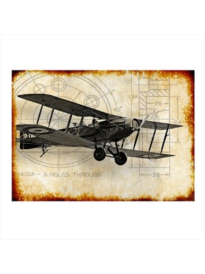 Bedeko Eski Tip Uçak Art Mdf Poster 35 cm x 50 cm